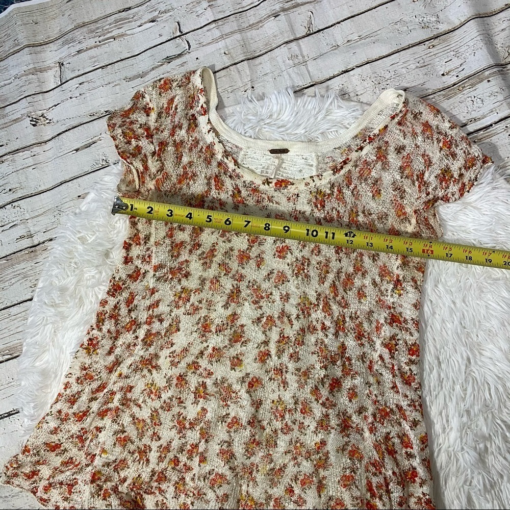 FREE People short sleeve knit top crochet sheer back top tunic size xs - Picture 8 of 8